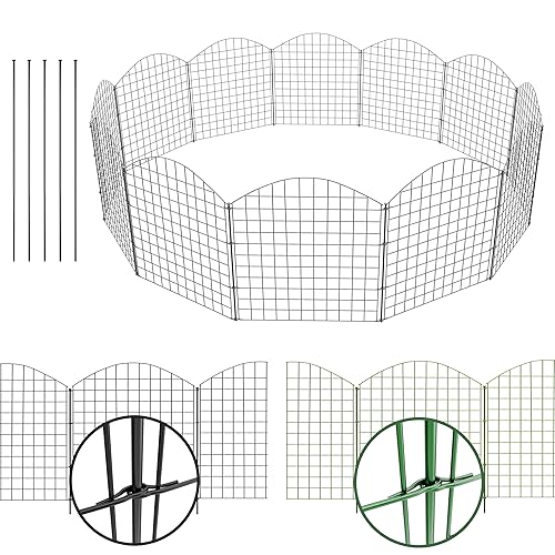NewHabitat | 15x Teichzaun Steckzaun aus Metall, Grün, 78cm -