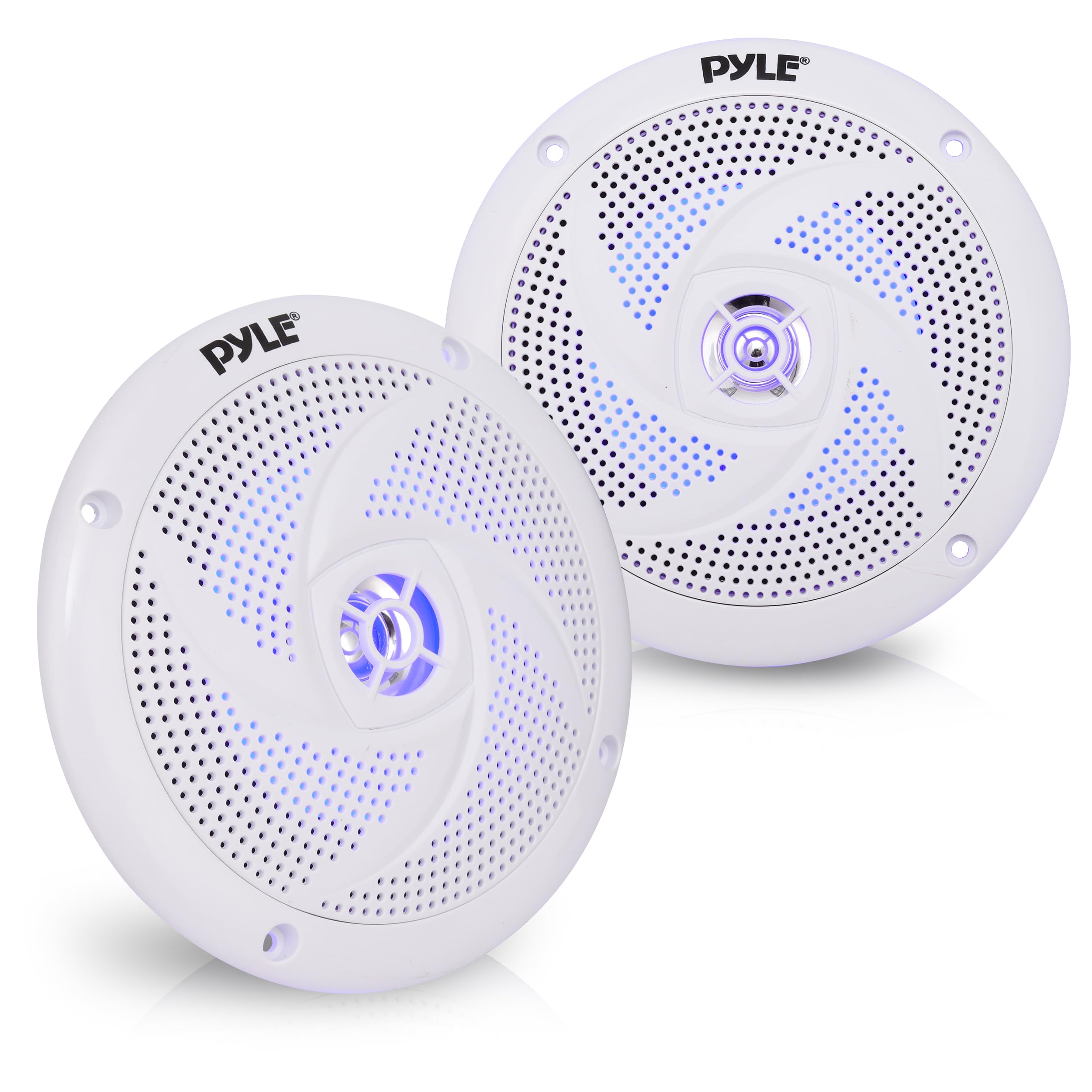 Pyle Marine Speakers - 5.25 Inch 2 Way Waterproof And Weather Resistant Outdoor Audio Stereo Sound System With Led Lights, 180 Watt Power And Low Profile Slim Style - 1 Pair - Plmrs53Wl