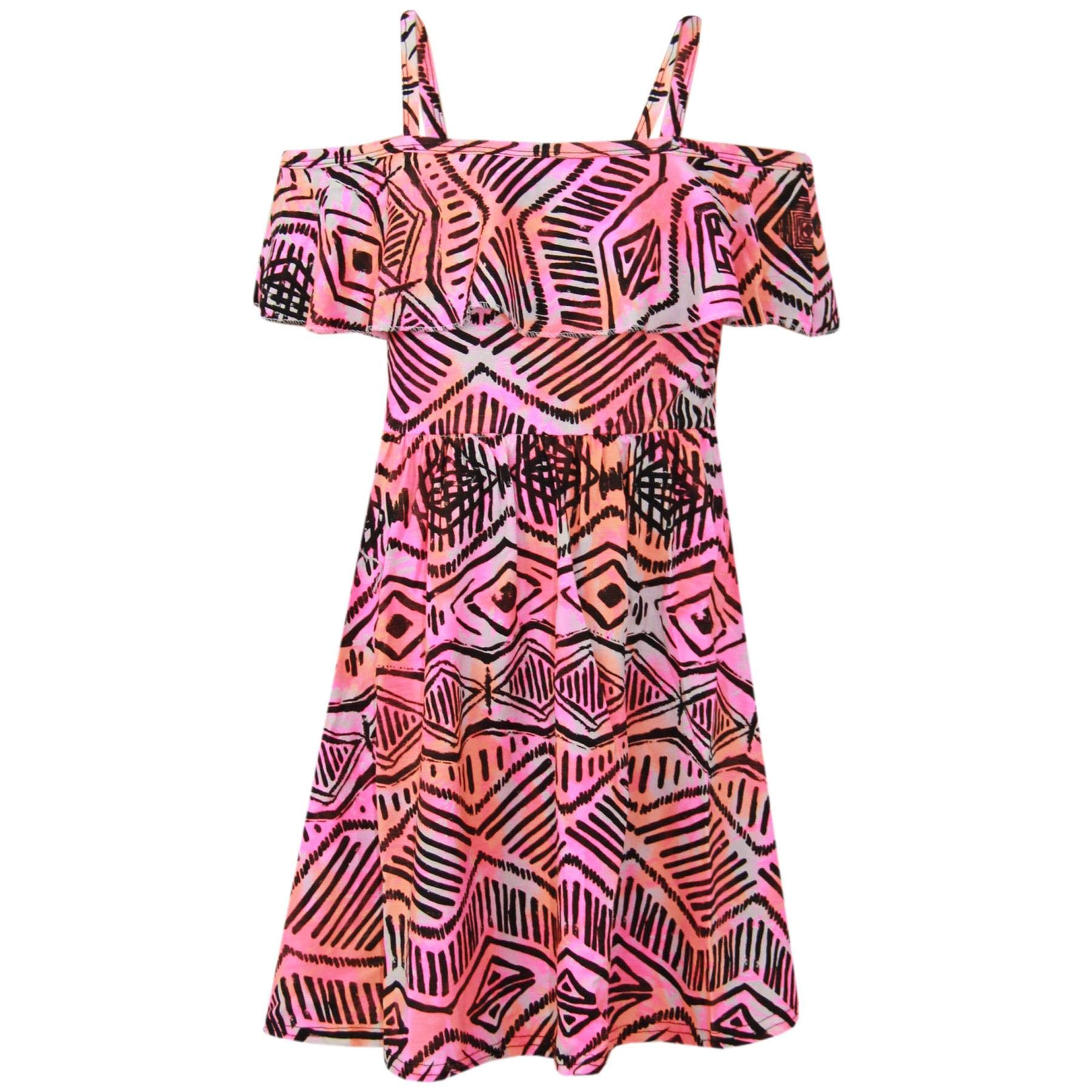 A2Z 4 Kids Girls Skater Dress - Off Shoulder Aztec Print 7-8