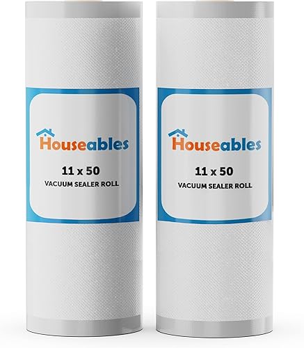 Houseables Bolsas selladoras al vacío rollos de ahorro de alimentos bolsa de sellado Sous Vide 11 pulgadas x 50 pies paquete de 2 resistente rollo