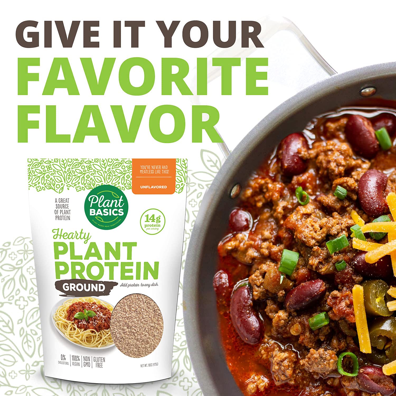 Plant Basics - Hearty Plant Protein - Unflavored Ground, 1 lb (Pack of 6), Non-GMO, Gluten Free, Low Fat, Low Sodium, Vegan, Meat Substitute