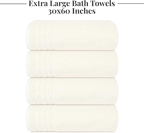 Vista 44 de Tens Towels Paquete de 4 toallas de baño extragrandes de 30 x 60 pulgadas, 100% algodón, más grandes y ligeras, más rápidas de secar, súper suaves