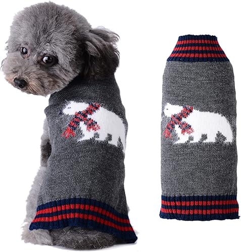 Suéter de Navidad para perro, lindo suéter de punto a rayas, muñeco de nieve, cuello alto, gato, disfraz de Navidad feo, disfraz de cachorro, otoño