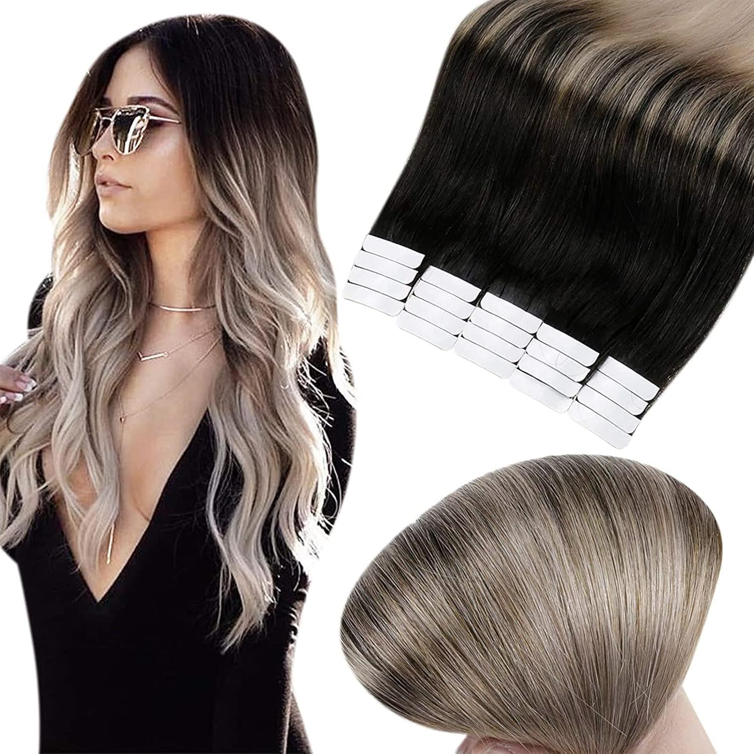 Full Shine 16 Inch Tape in Hair Extensions Balayage Human