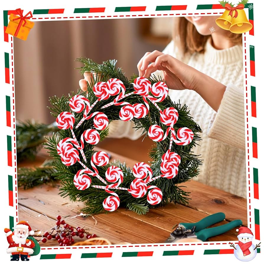 Amazon.com: Lyrow 24 Pcs Red White Christmas Tree Picks