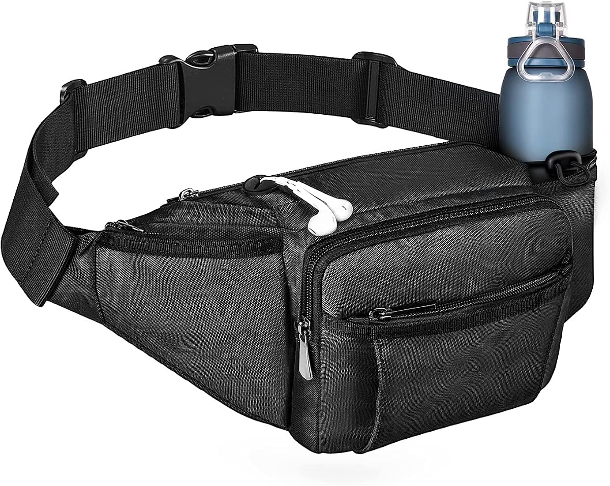 Fanny Pack with Water Bottle Holder, Hiking Waist Bag for Men Women