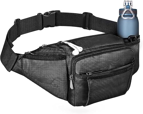NOOLA Riñonera de senderismo con soporte para botella de agua para hombres y mujeres, bolsa de nailon para cadera ajustable, resistente al agua,