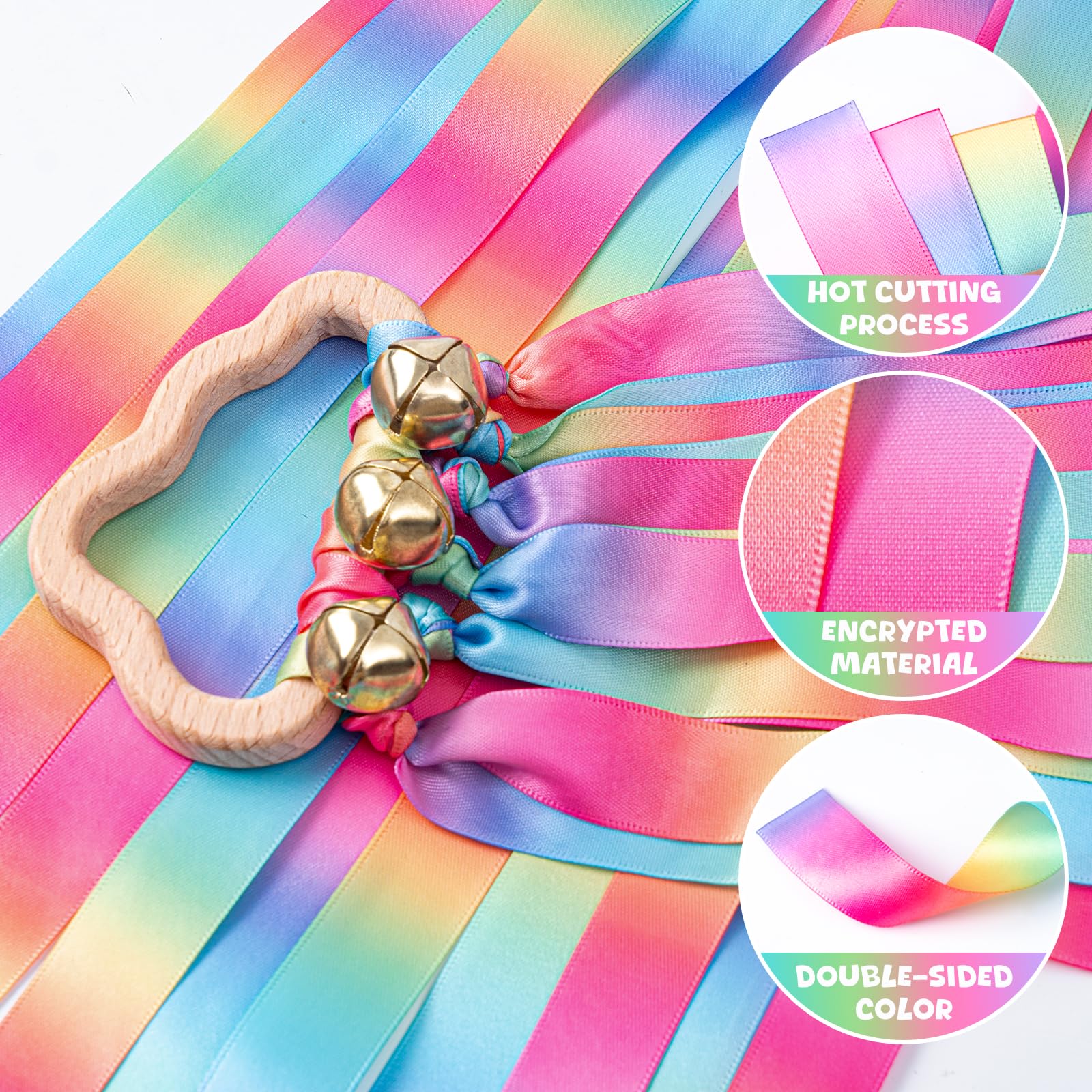 Dawnglow 2Pcs Ribbons Rattle Toy, Ribbon Ring Toy - Image 3
