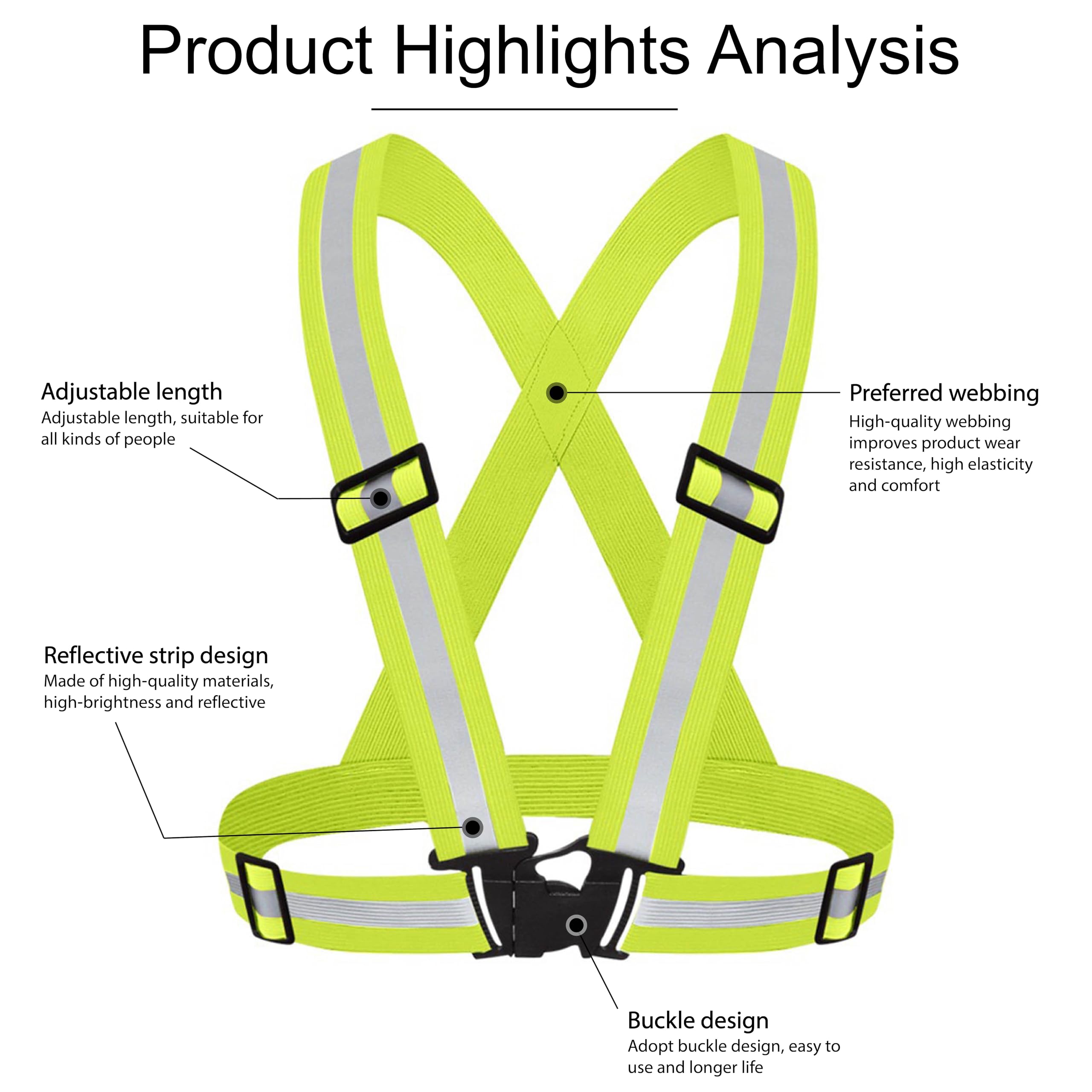 ZLONGYAN Reflective Vest, adjustable and flexible high visibility safety Reflective Running Vest - Image 3