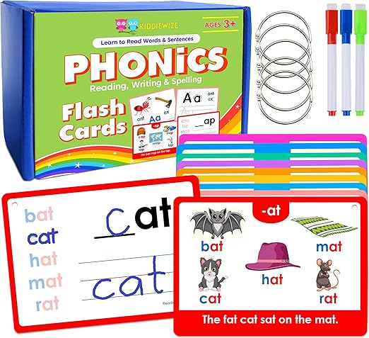 530 Learn to Read Write Spell Decodable Words with Pictures and Sentences, 154 Phonics Flash Cards for Kids Ages 3-10, Letter Sounds, CVC Words, Blends and Digraphs Preschool, Kindergarten, 1st Grade