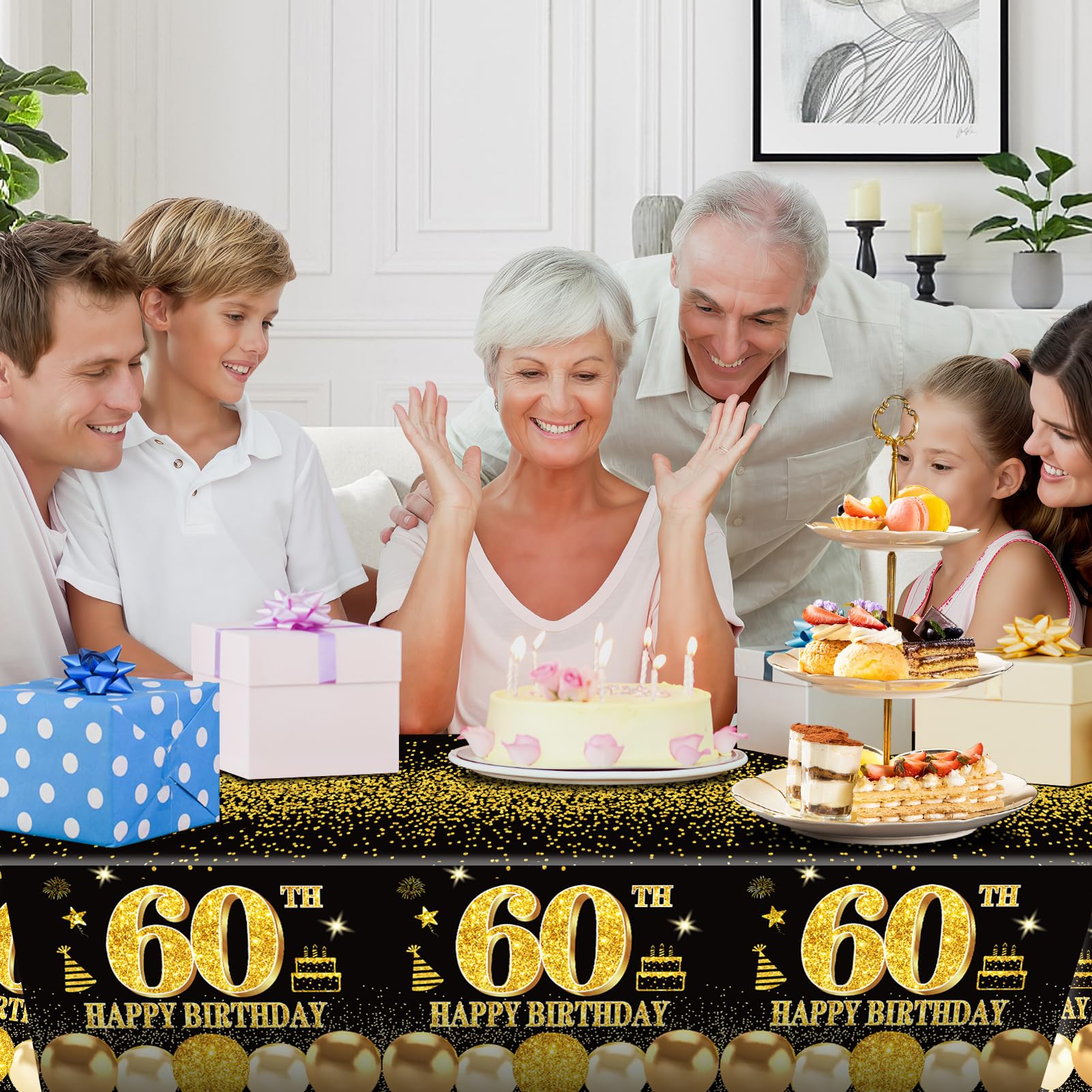 Trgowaul 60th Birthday Decorations Men Women - Black Gold Happy 60 B Trgowaul 60th Birthday Decorations Men Women - Black Gold Happy 60 B