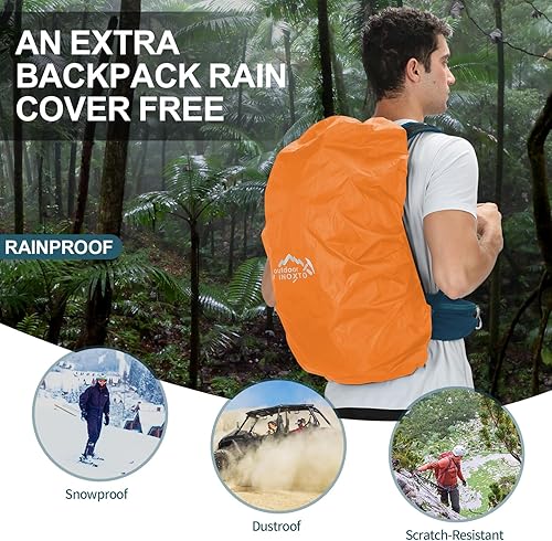 Miniatura 6 de IX INOXTO Mochila de senderismo, mochila de senderismo impermeable con bolsa de agua de 3 litros y cubierta para lluvia, mochila ligera de viaje