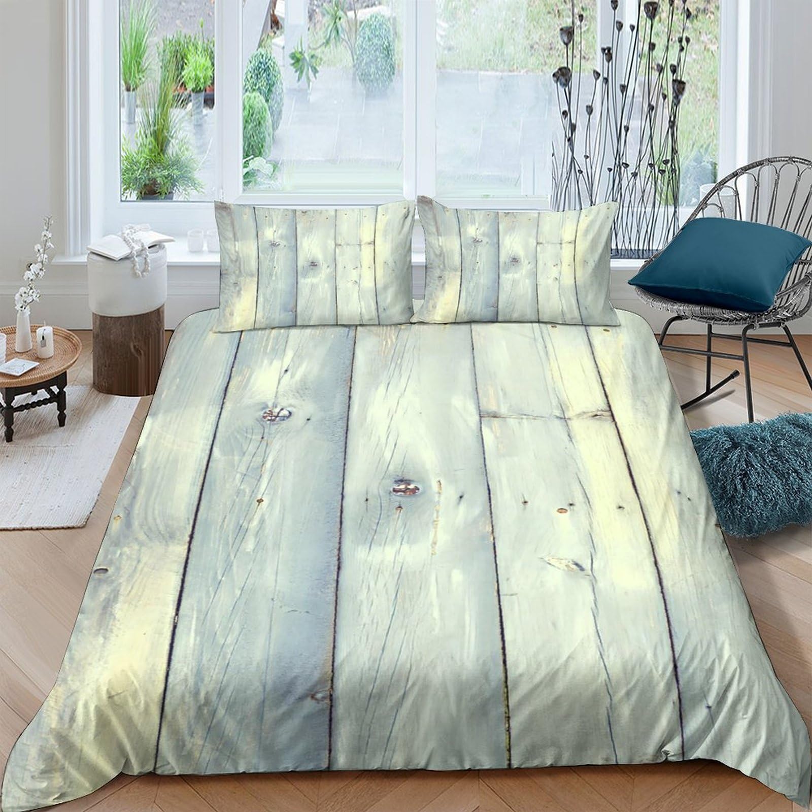 Ctjqhvkz Style-5 3D Printed Light Wood Grain Fitted Sheet Microfiber Soft Breathable Vintage Rustic Plank Bed Cover For Bedroom Guest Room Decor Mattress Protection Single（135X200cm）