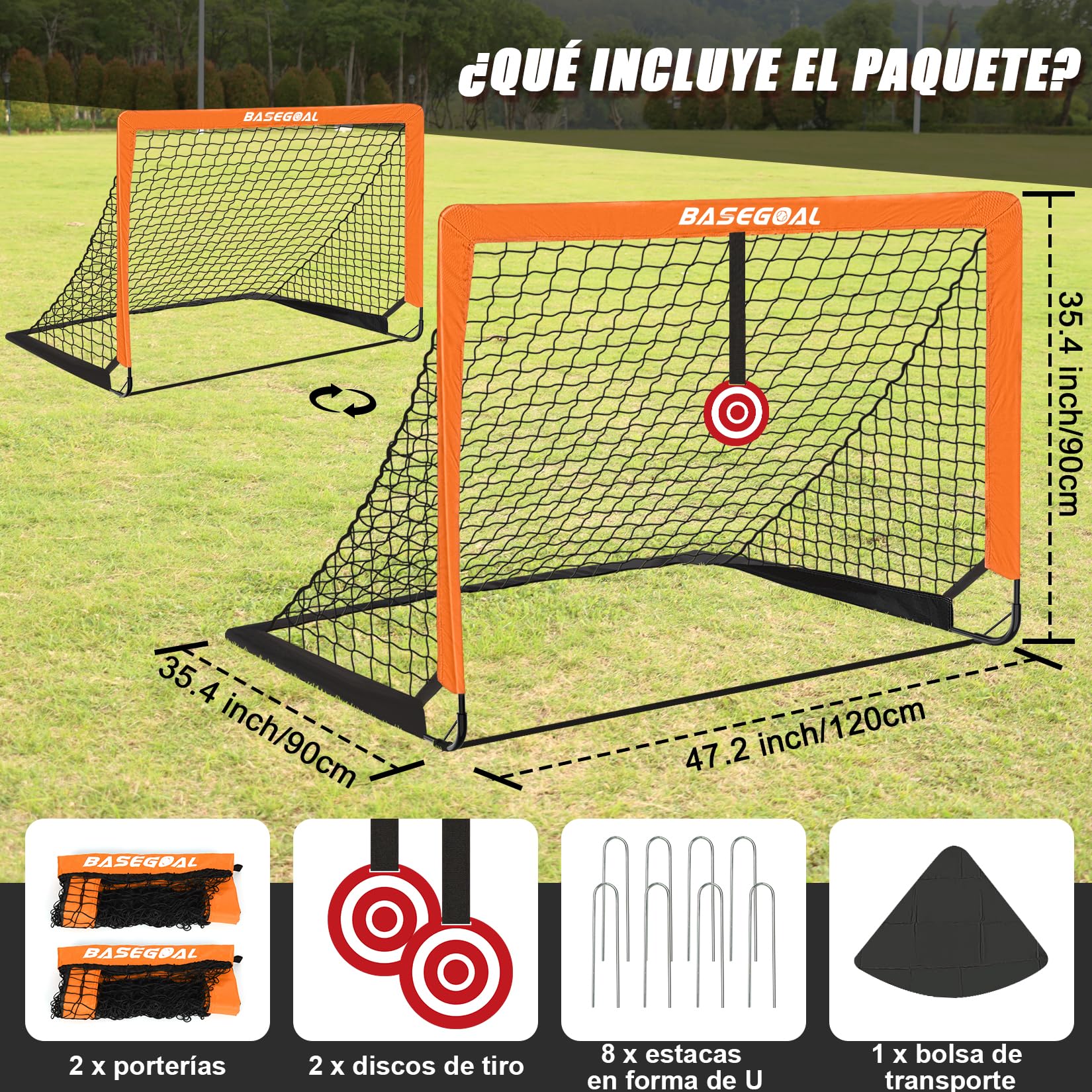 Portería de Fútbol Plegable 120x90cm para Niños con Bolsa de Transporte