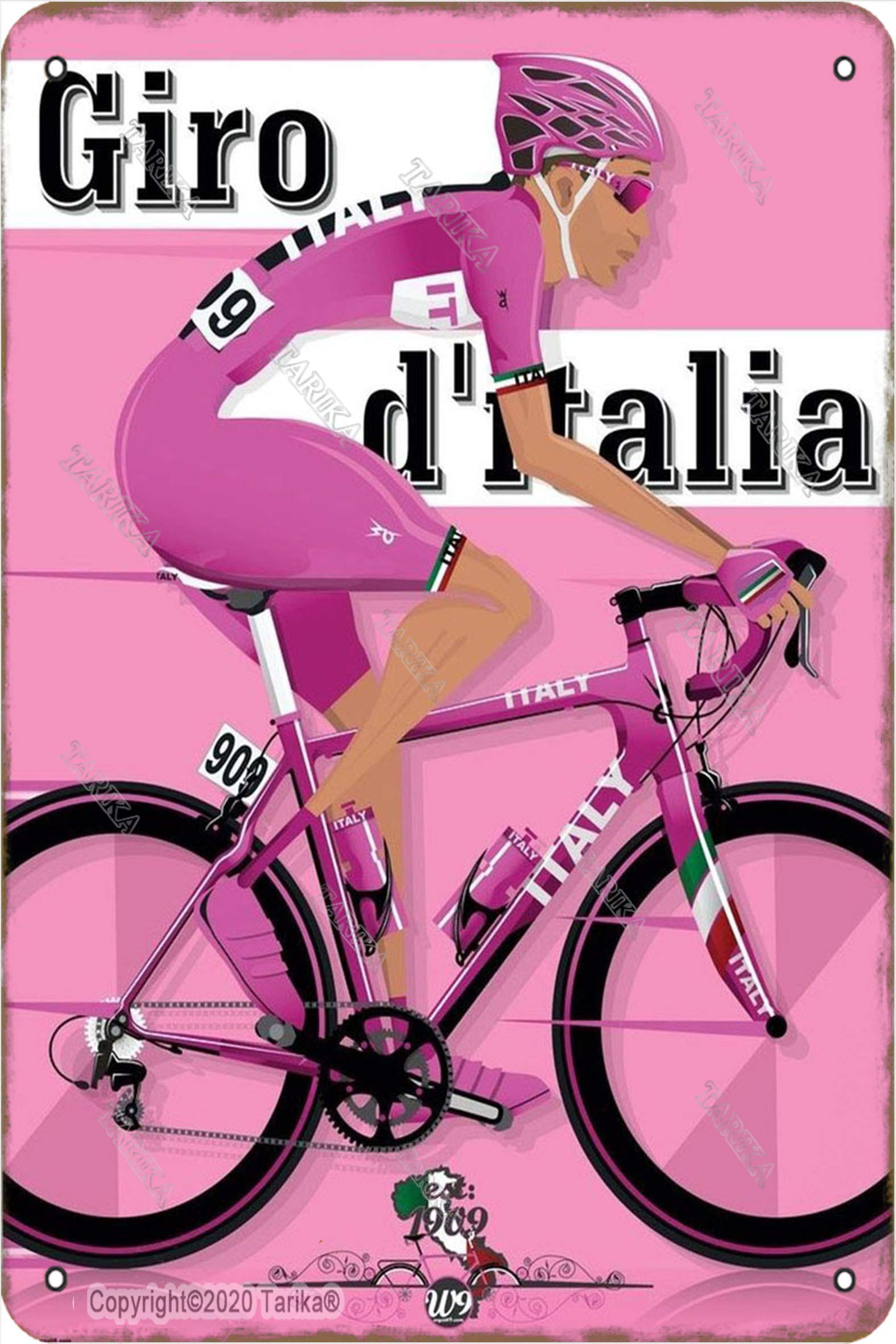 Giro D'Italia Tin Vintage Look 20X30 CM Decoration Poster Sign for Home Kitchen Bathroom Farm Garden Garage Inspirational Quotes Wall Decor