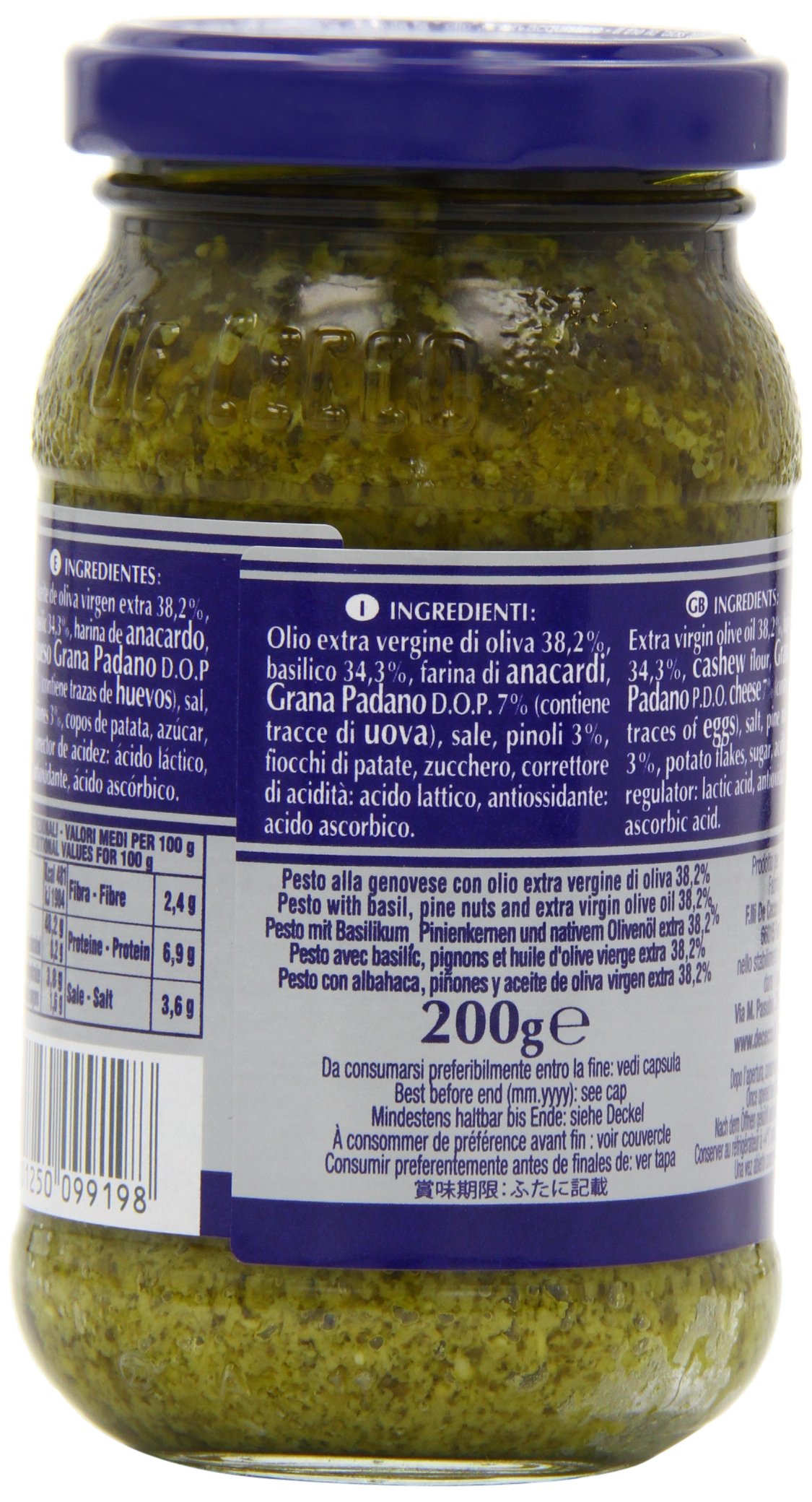 De Cecco Sauce Pesto Alla Genovese 200gr - Lot de 4