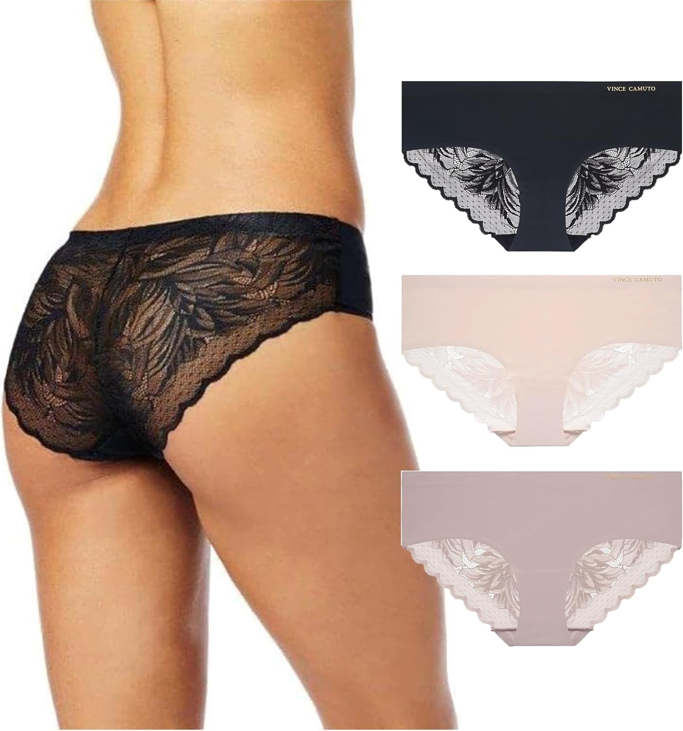 Vince Camuto Women’s Hipster Underwear, Soft Seamless Lace, Breathable Ladies Panties, 3/6 Pack, Ropa Interior de Mujer