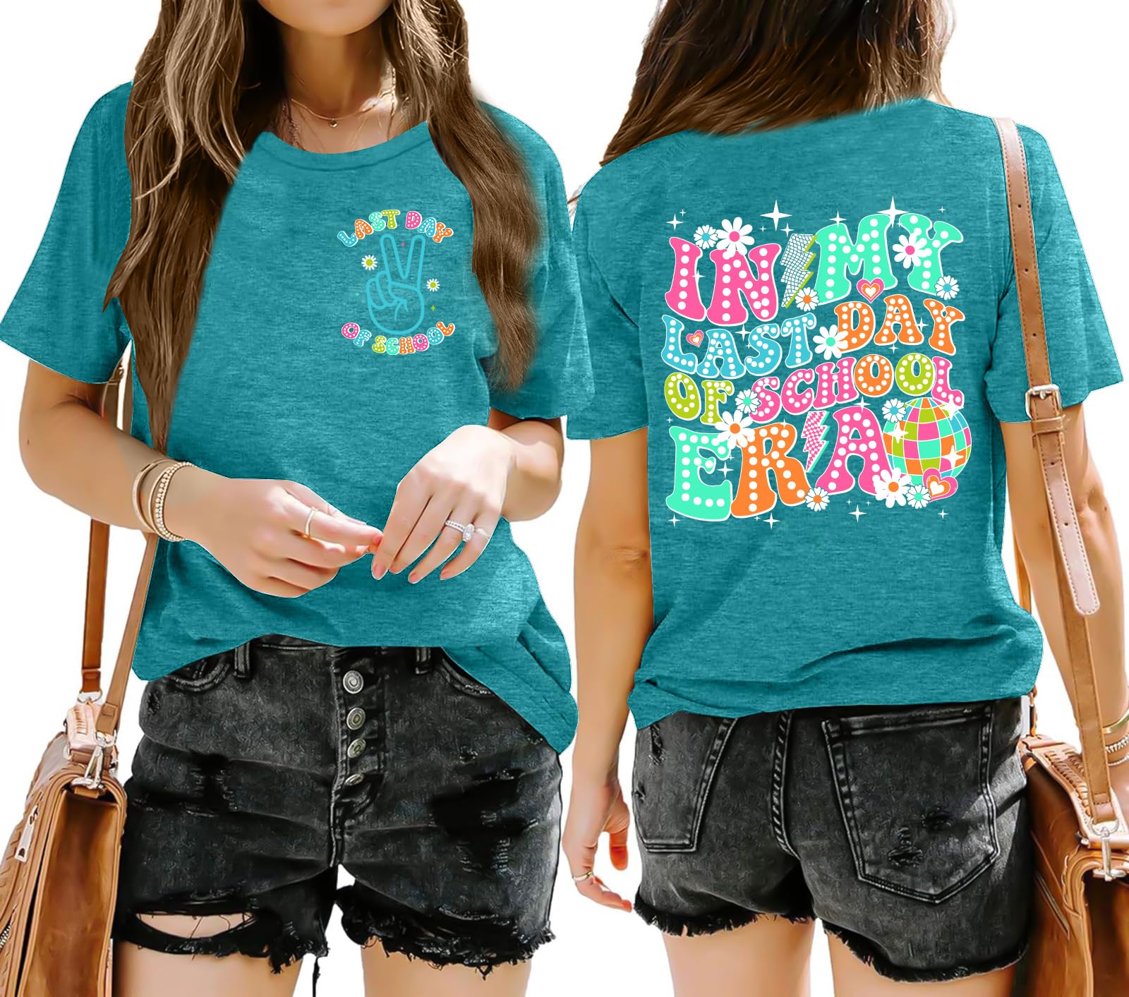 QAUN Last Day of School Shirt: in My Last Day of School Era Tshirt Women Graduation Tee Funny Summer Tops