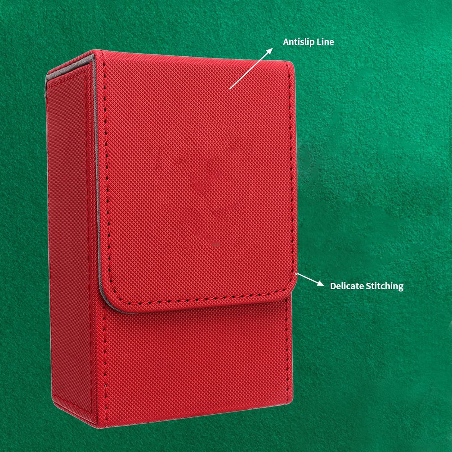 Tarot Storage Box, Portable Playing Card Box, PU Leather Tarot Card Holder Storage Case Tin with Sun Moon Design for Fortune Telling Cards (Red)