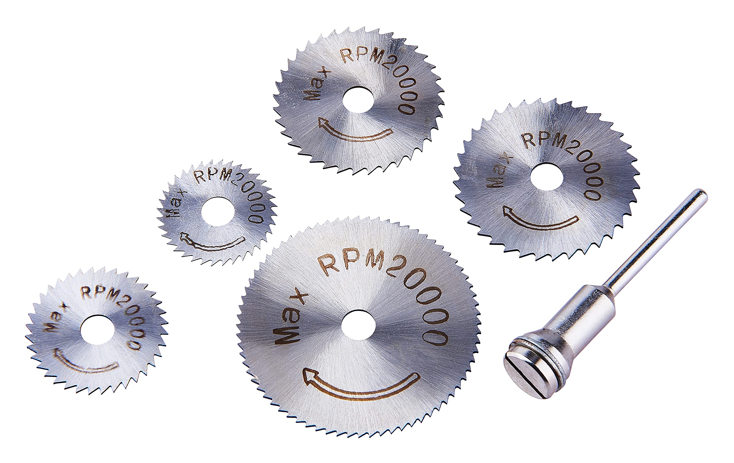 Amtech Silver - 6Pc Hss Saw Discs Set, 22-44 Mm With 3.2 Mm Mandrel, For Wood, Plastic, Copper And Aluminium Cutting (20,000 Rpm Max)
