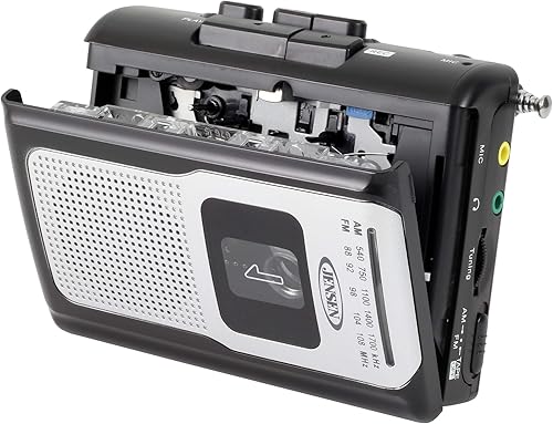 Miniatura 5 de Jensen CR-100 - Radio AMFM portátil retro, reproductor de cassette personal, diseño compacto y ligero, estéreo de radio AMFM, reproductor de
