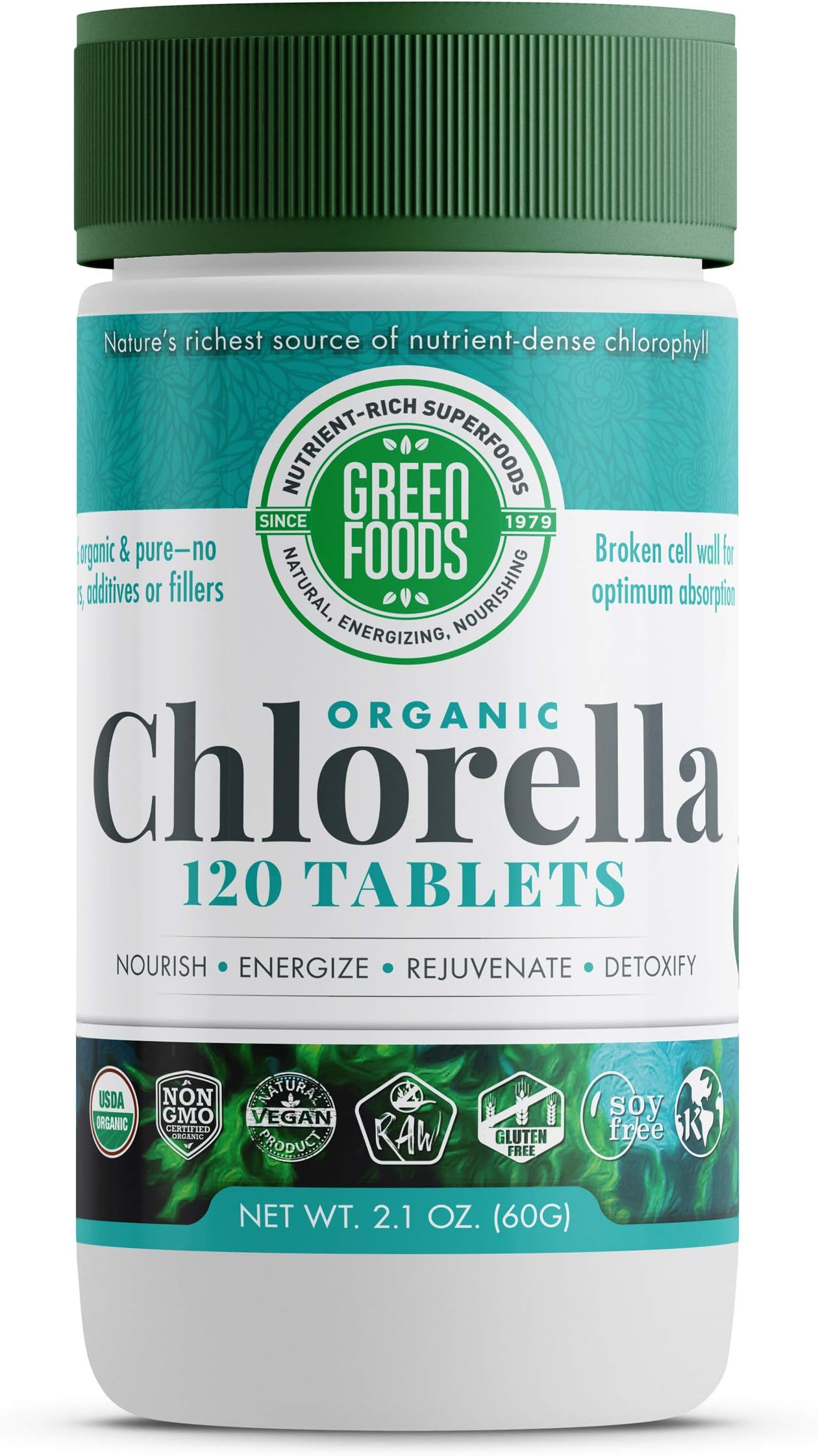 Green Foods Organic Chlorella 500 Mg, 120 Count