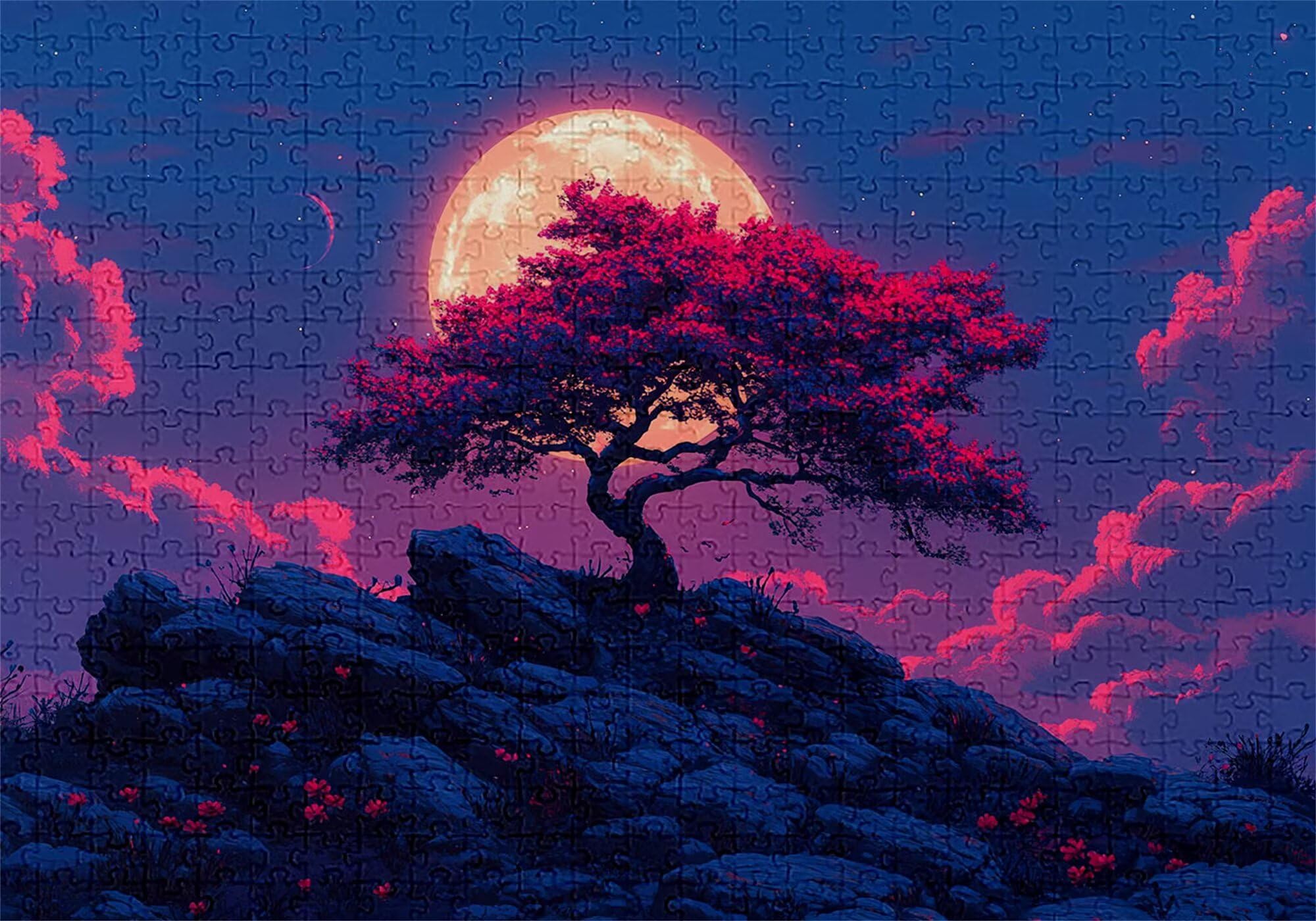 Puzzle 3000 elementów księżyc drzewo dla dorosłych 122 x 81 cm unikalne rzemiosło klasyczne 3D drewniana układanka do rodzinnych gier biznesowych, układanka do samodzielnego wykonania nawet do