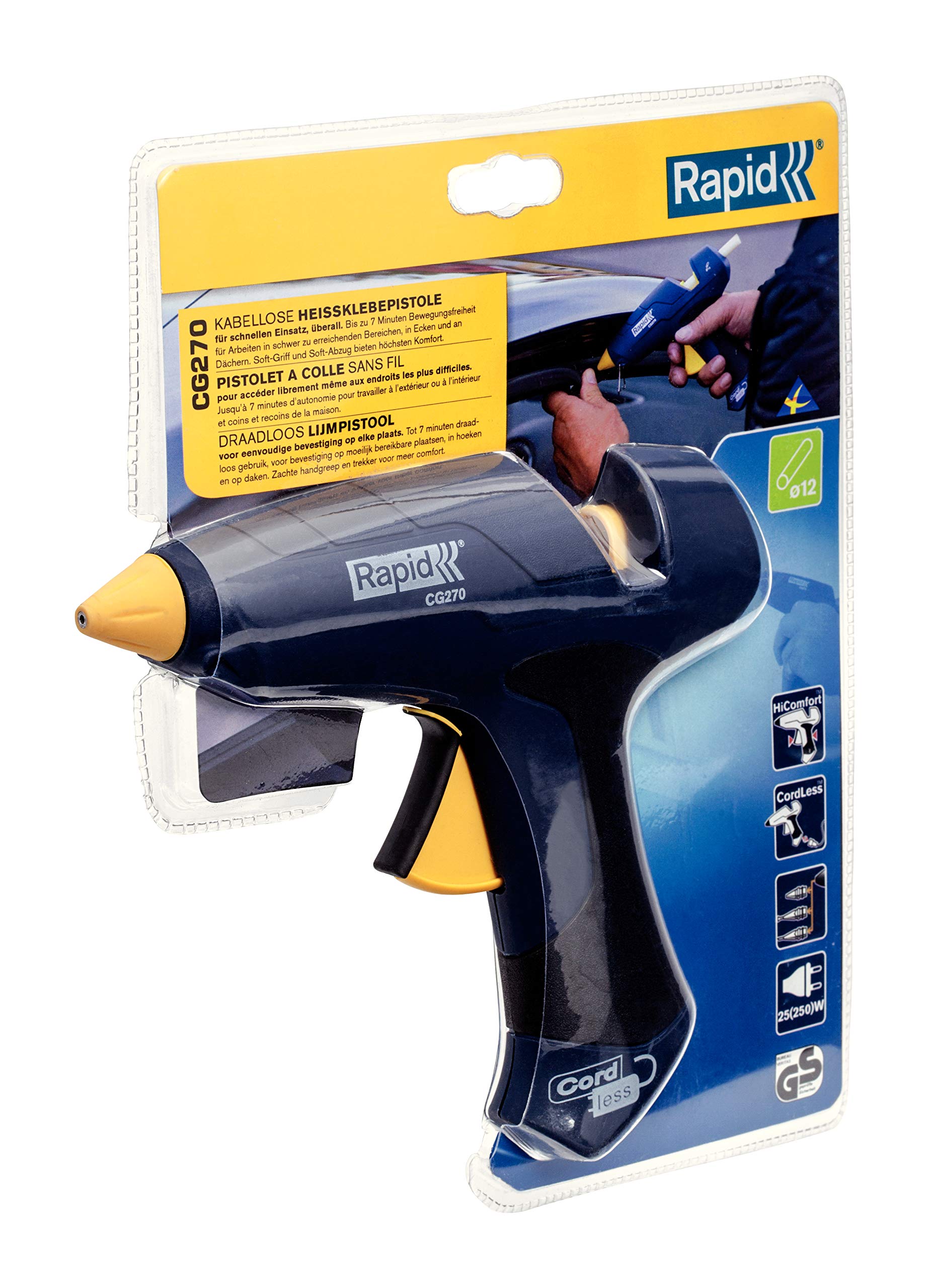 Rapid CG270 5000443 - Pistola per colla a caldo senza fili, diametro 12 mm, colore: Blu