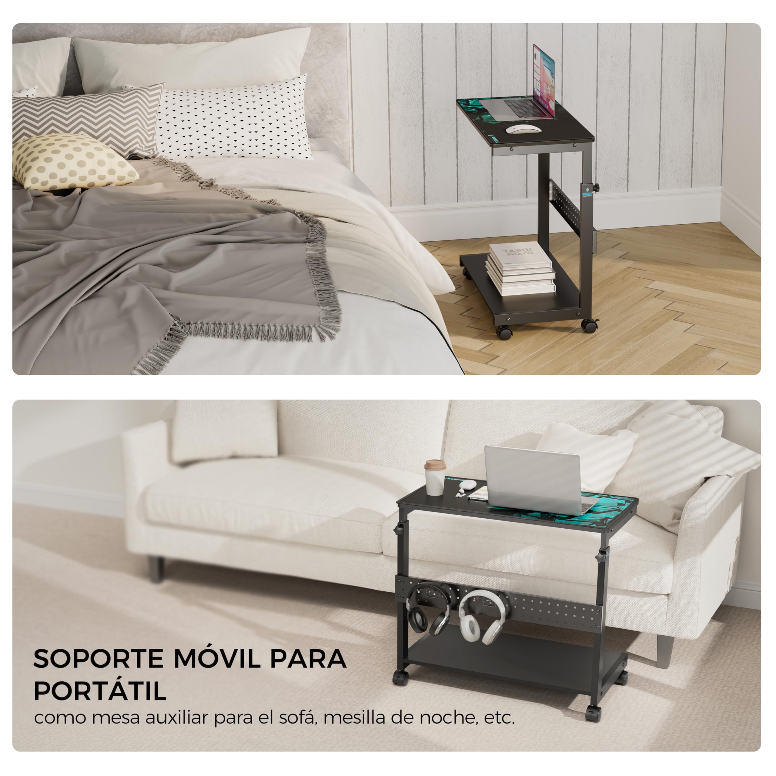 Eureka Ergonomic Soporte de Torre de Ordenador Regulable en Altura - Caja ATX - Soporte para PC - Bajo Escritorio - Impresora con Ruedas y Alfombrilla de ratón - Negro