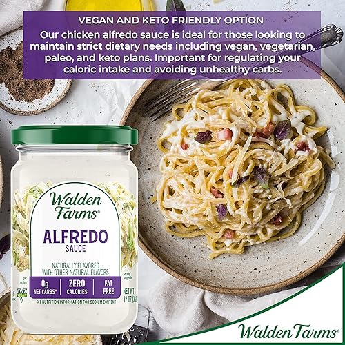 Miniatura 6 de Walden Farms Salsa ligera Alfredo de 12 onzas (paquete de 2)  Gruesa y cremosa, vegana, apta para paleo y ceto, sustituto de la leche sin lácteos,