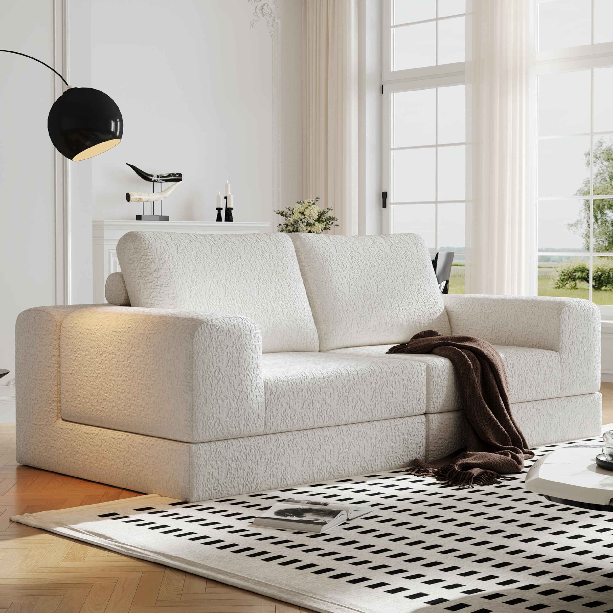 Cloud Modular Sectional Sofa DIY Combination Modular Couch for Living Room Unique Knitted Fabric Love Seat Couches with