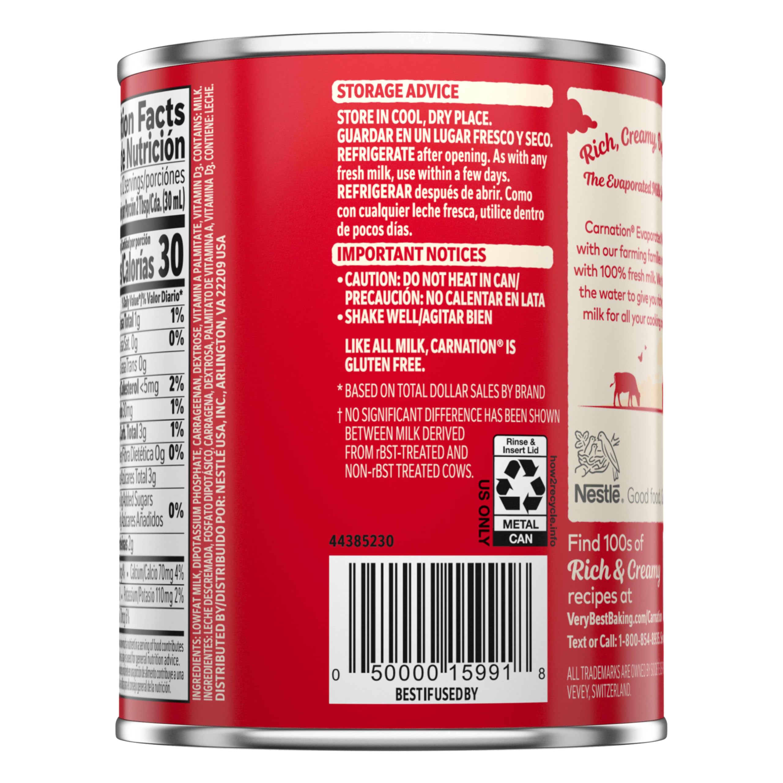 Nestle Carnation Lowfat 2 Evaporated Milk Vitamins A and D Added — view 9