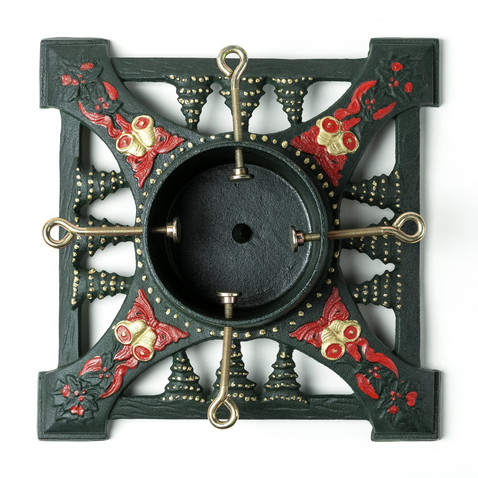 Ventray Weihnachtsbaumständer, 34 x 34 x 14 cm, klassischer quadratischer Weihnachtsbaum, Kiefernbaumbasis für echte Bäume, Rot
