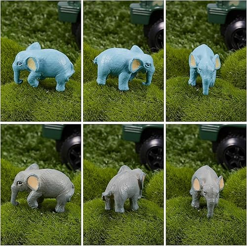 Miniatura 3 de 60 piezas de figuras de elefante en miniatura de resina, animales pequeños, colección de animales salvajes realistas para casa de muñecas, paisaje,