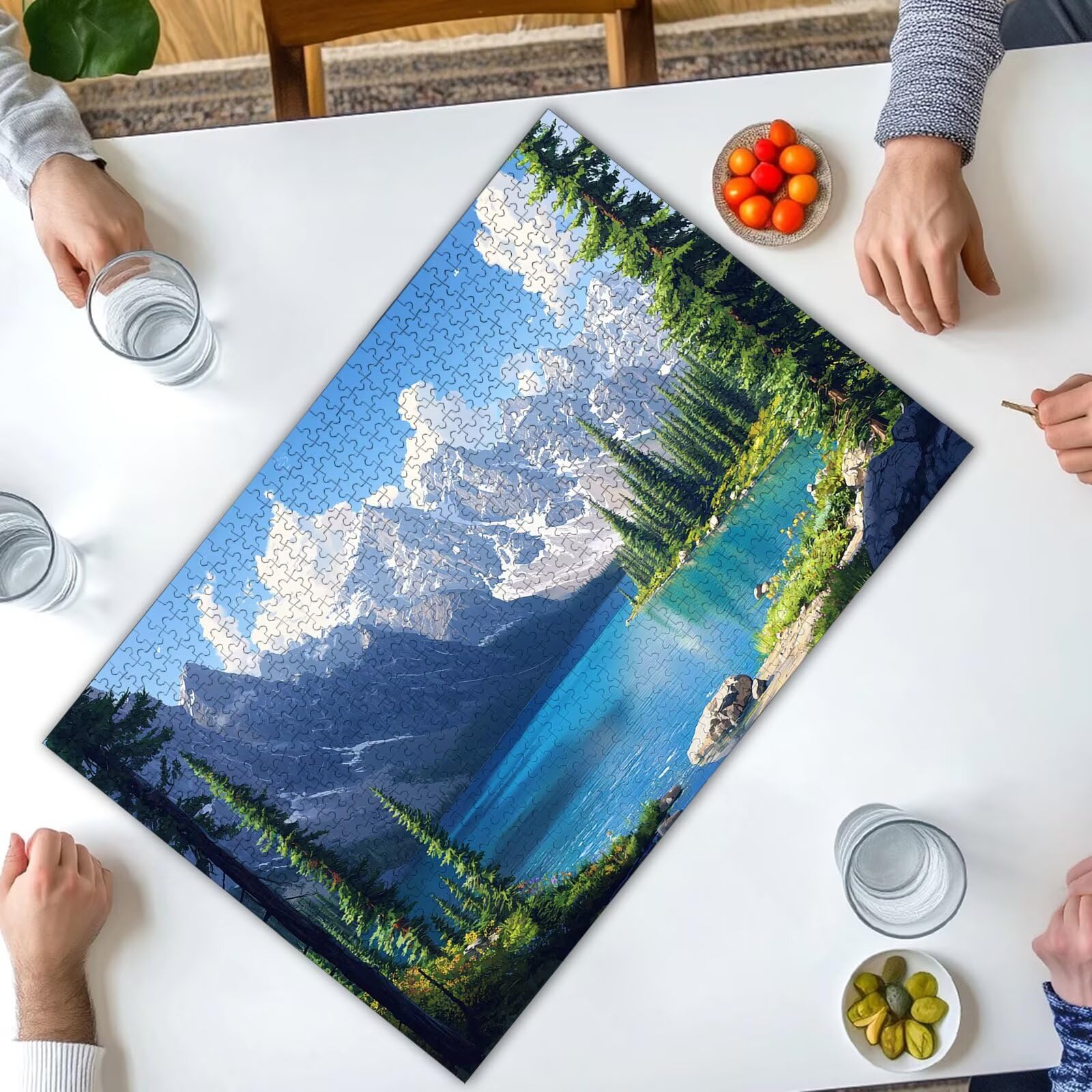 Puzzle 1000 sztuk krajobraz, puzzle nad jeziorem 1000 sztuk dla dorosłych i nastolatków, drewniane puzzle z wykwintnym opakowaniem, rodzinne gry edukacyjne, dekoracje domu, prezent dla dorosłych
