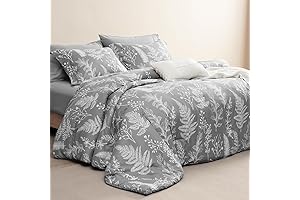 PHF Queen Comforter Thin Lightweight Set: Botanical Floral 3-Piece Bedding