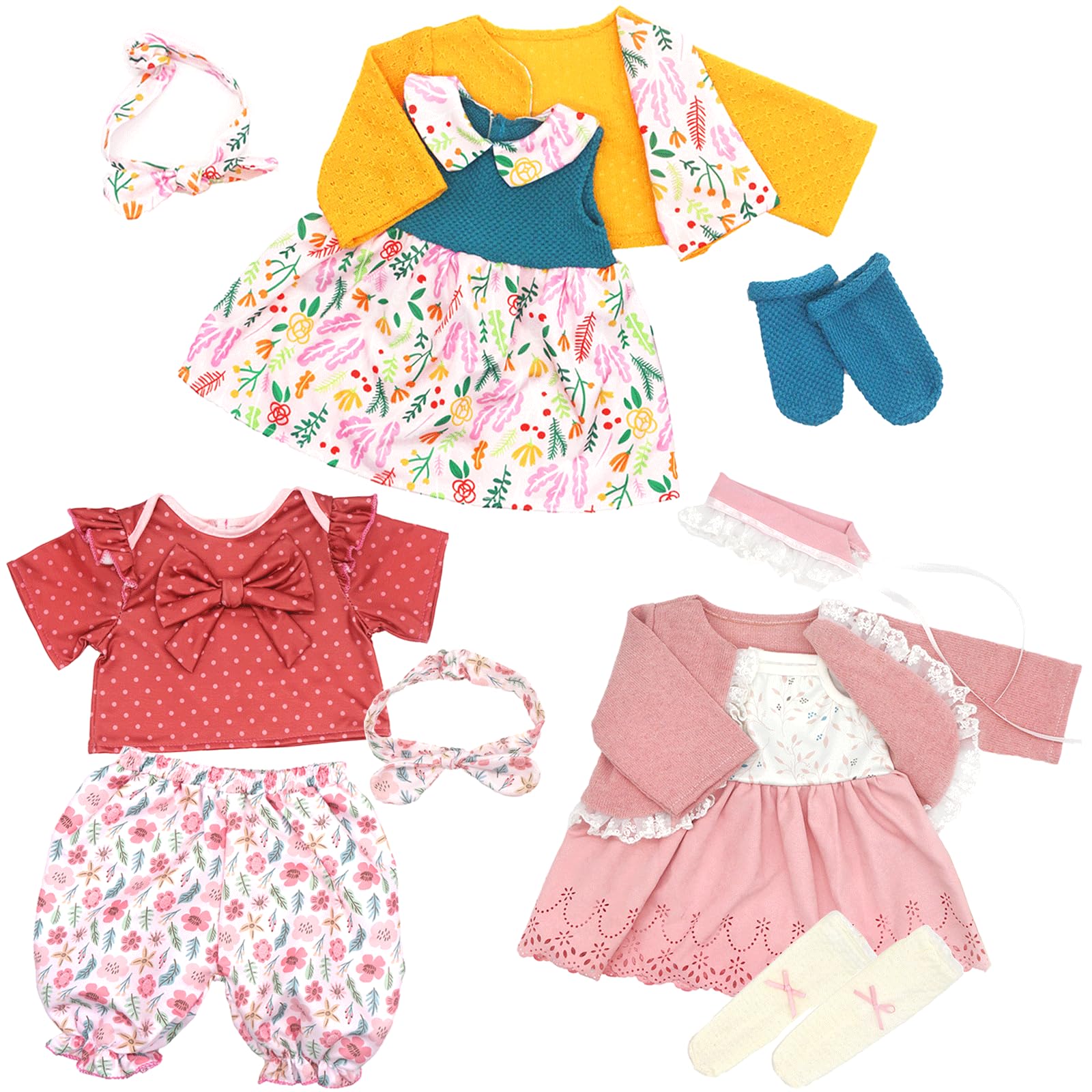 Pack de 3 conjuntos de roupa para bebé reborn de 50 a 55 cm, com casaco