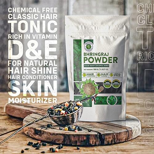 Miniatura 4 de Bhringraj - Polvo o margarita falsa (Eclipta Alba)  3.53 oz (3.5 onzas)  100% natural, orgánico, suplemento de hierbas, acondicionador para el