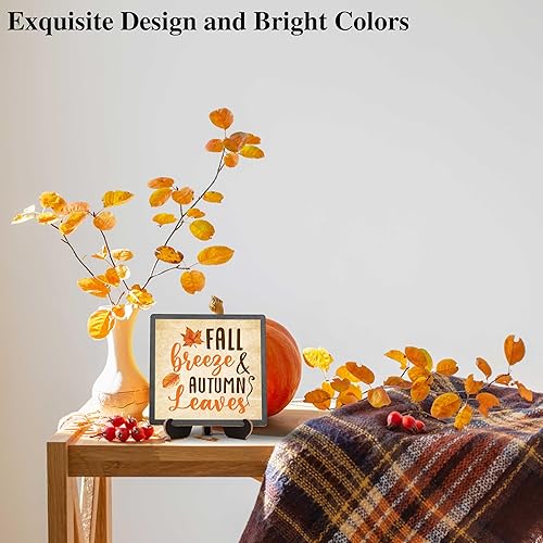 Miniatura 4 de Decoración de otoño para el hogar para interiores, hojas de otoño y otoño, decoración de mesa de Acción de Gracias, placa de madera de 5 x 5