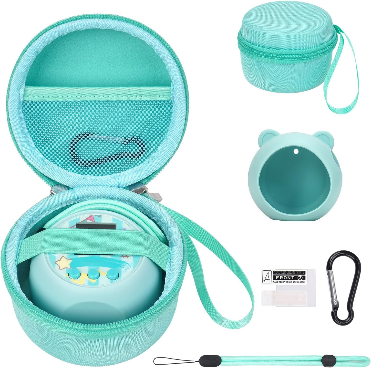 MGZNMTY Carrying Case and Silicone Cover Compatible with Punirunes Virtual Pet Interactive Digital Toy, with Hard Screen Protector (Teal)