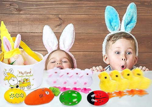 Miniatura 7 de 80UncleKimby 8 piezas de regalos para la primera cesta de Pascua, incluye huevos, conejo y pollo, zanahoria de felpa de peluche, gnomo para niños
