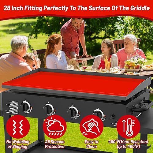 Miniatura 5 de Tapete de silicona de 28 pulgadas, resistente grado alimenticio, fundas para parrilla Blackston de 28 pulgadas, protege la plancha de insectos,