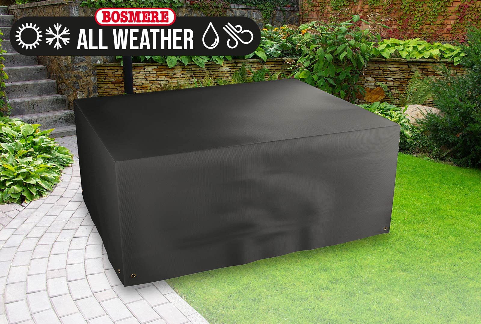 Copridivano Angolare Bosmere Per Tutti I Tempi – Tessuto Oxford 600D, Impermeabile, Protezione UV, Per Divano E Set Pranzo, 300x300x90 Cm