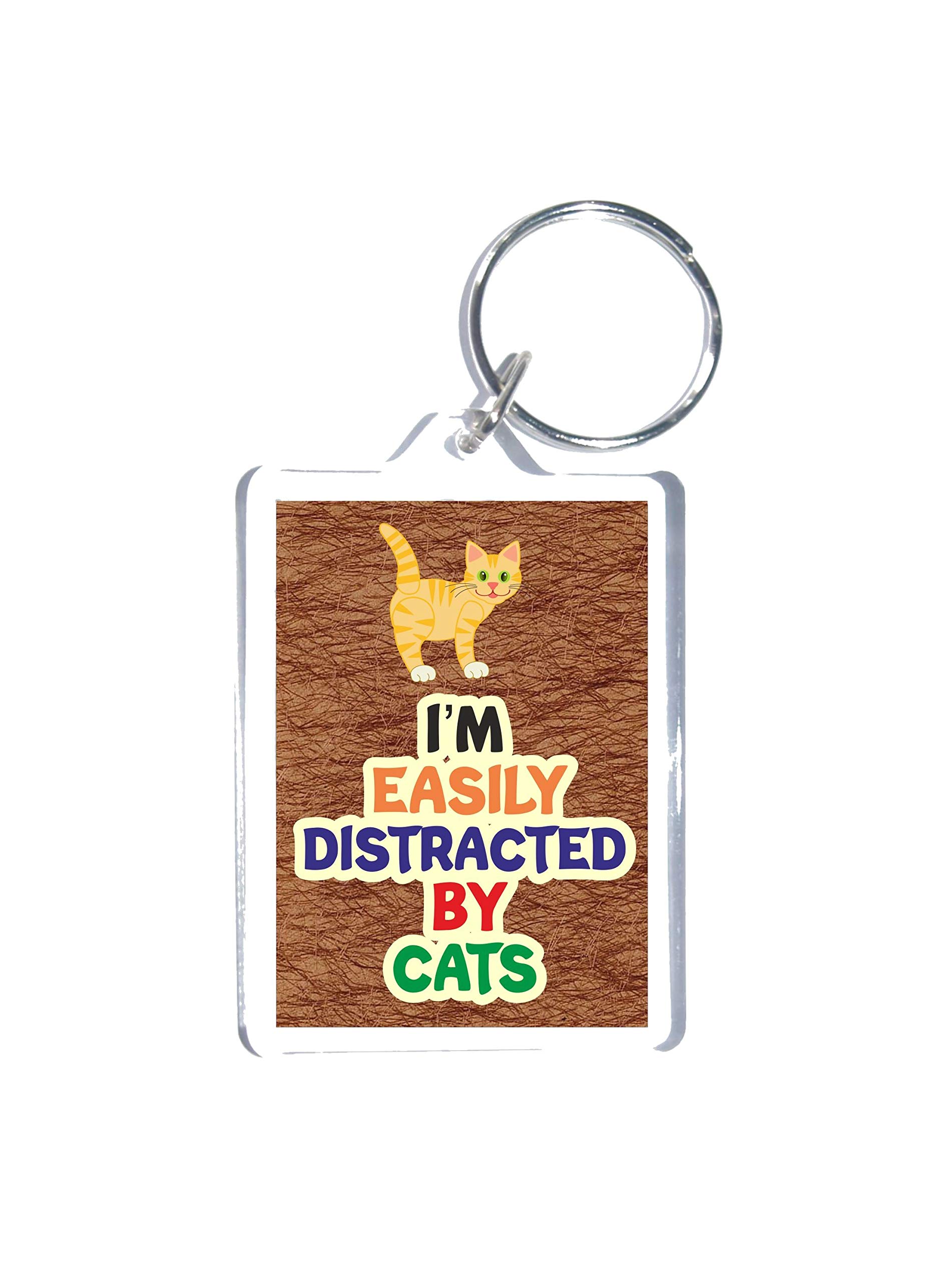 Fun Animal Lover Gift – I'm Easily Distracted By Cats – Novelty Keyring
