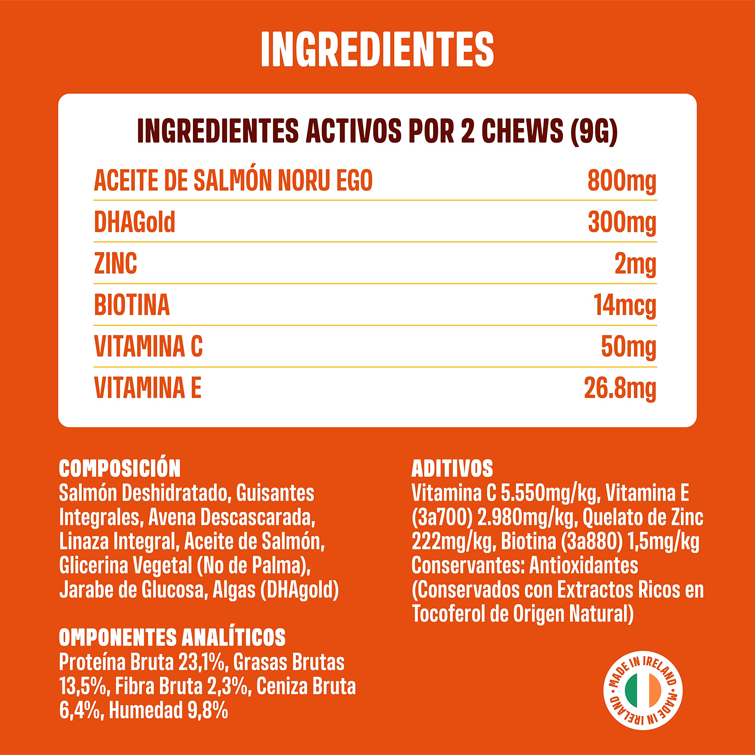 ivvi Skin & Coat Complemento Alimenticio para Perros, Anti-Picor, Pelaje Suave y Brillante - Omega 3, Aceite de Salmón, DHAgold, Vitaminas C, E y Zinc - 60 Golosinas de Salmón