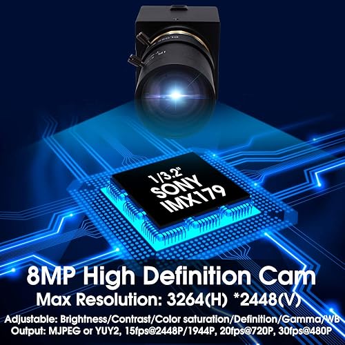 Miniatura 5 de SVPRO Cámara web 0.197-1.969 in lente varifocal 8MP zoom manual Cámara USB alta definición Webcam 2448P HD Mini cámara Sony IMX179 USB con cámara