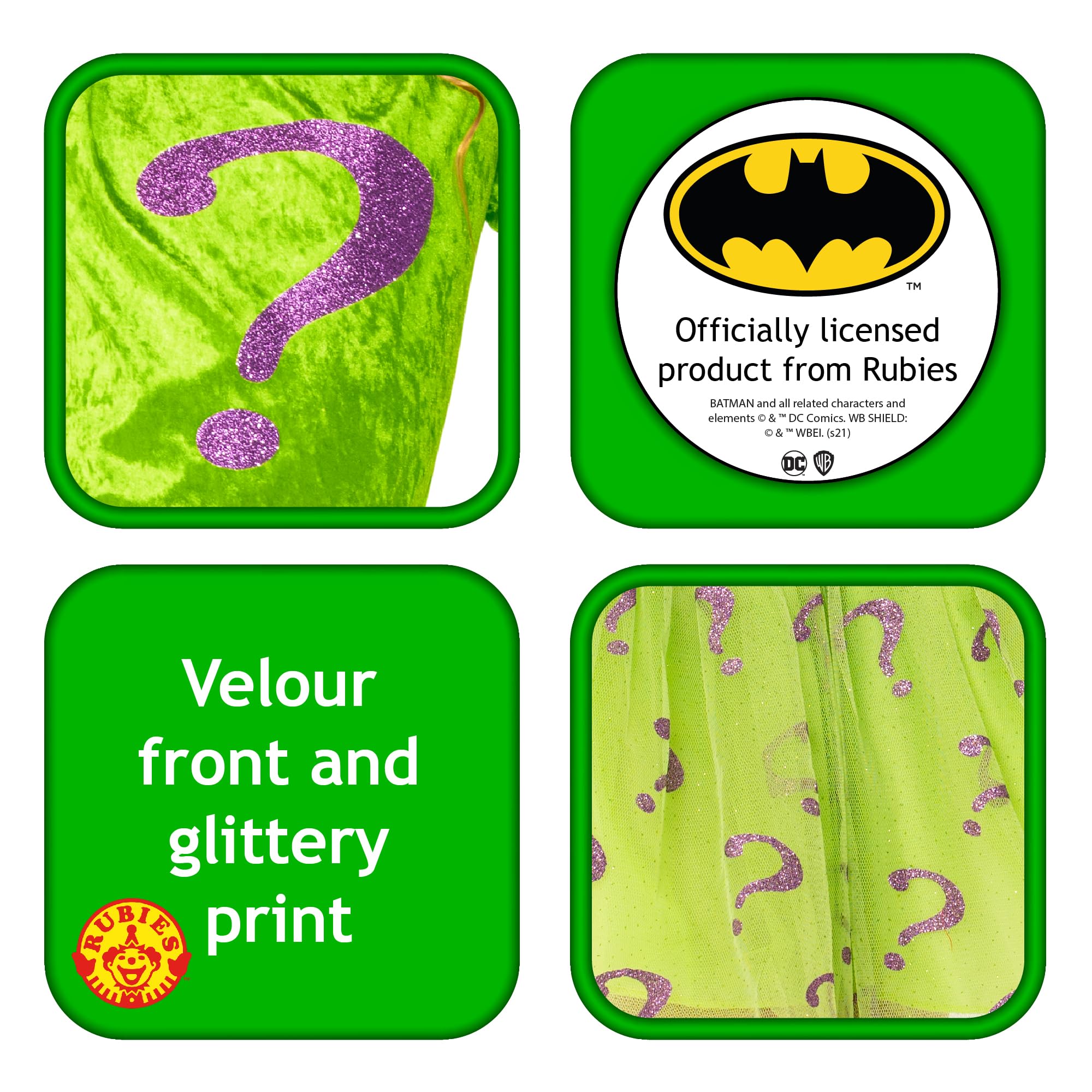 Rubie's Kostium Dziewczynki Dc Super Villains Riddler Costume Tutu Dress