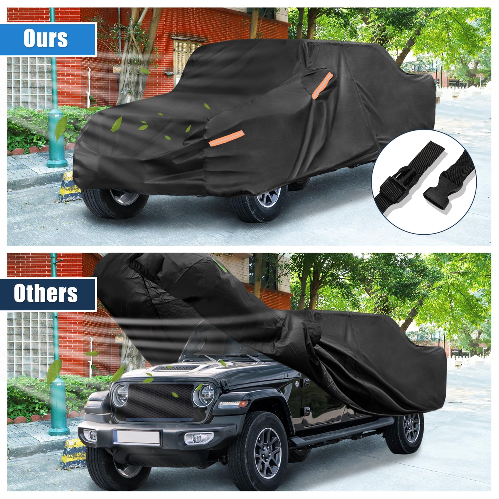 X AUTOHAUX Truck Car Cover for Jeep Gladiator JT 2020-2024 Outdoor Waterproof Sun Rain Dust Wind Snow Protection — view 4