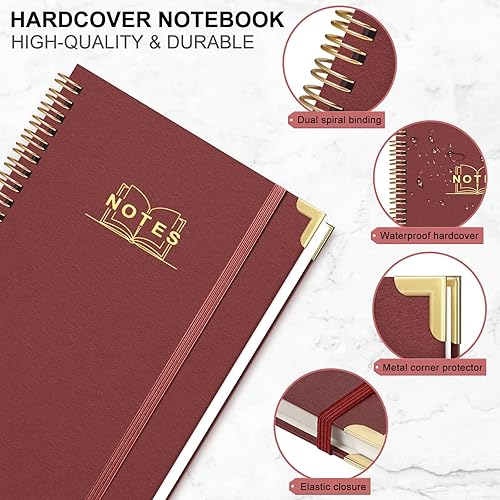 Miniatura 3 de Cuaderno de espiral rayado, cuaderno A5 de tapa dura en espiral para el trabajo, 5.7 x 8.2 pulgadas, cuadernos de papel grueso de 3.53 ozm