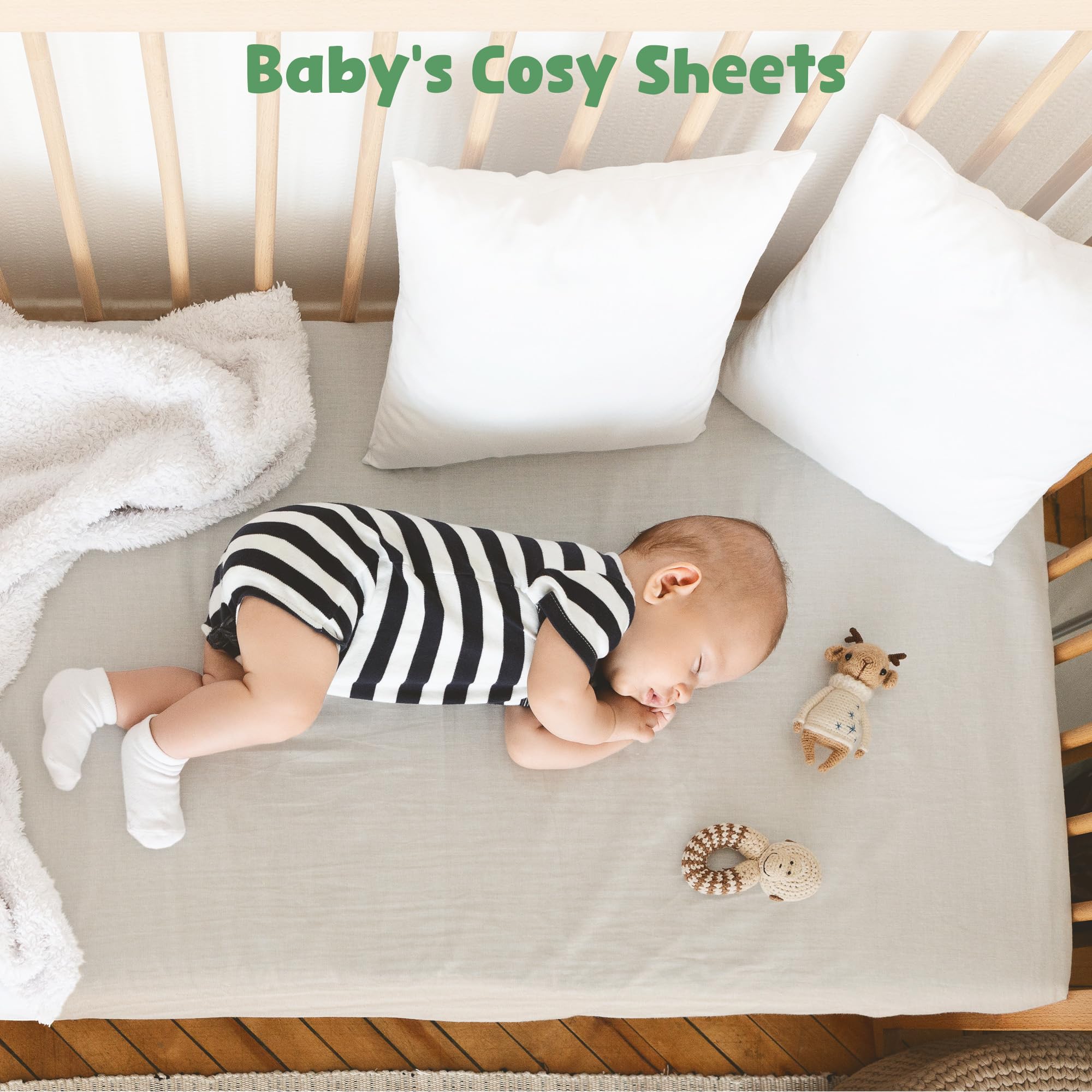 Huiguli 3 Pack Moses Basket Sheets, 100% Muslin Cotto, Newborn Pram Sheets 83×43 cm - Image 3